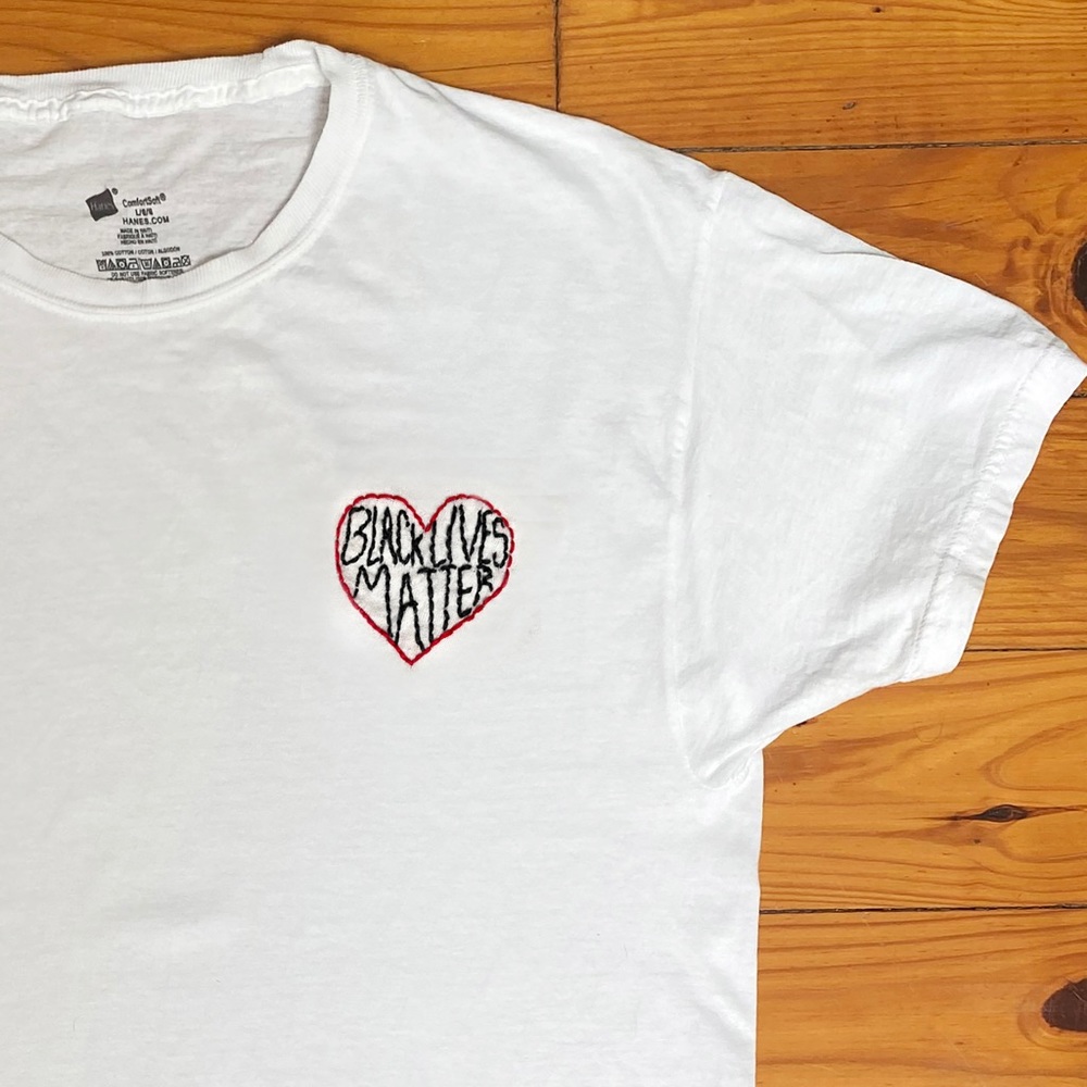 BLM embroidered t shirt heart custom vintage